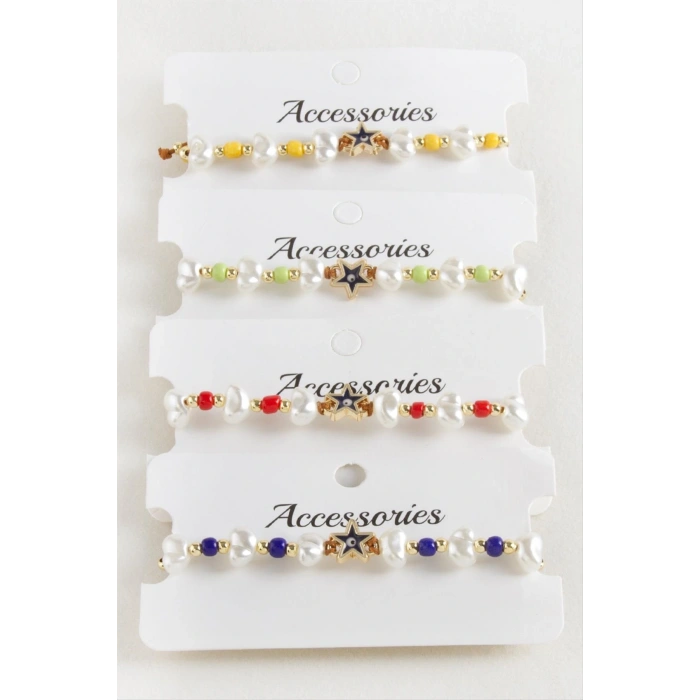 Deniz Yıldızı Boncuk İnci Makrome İp Bileklik