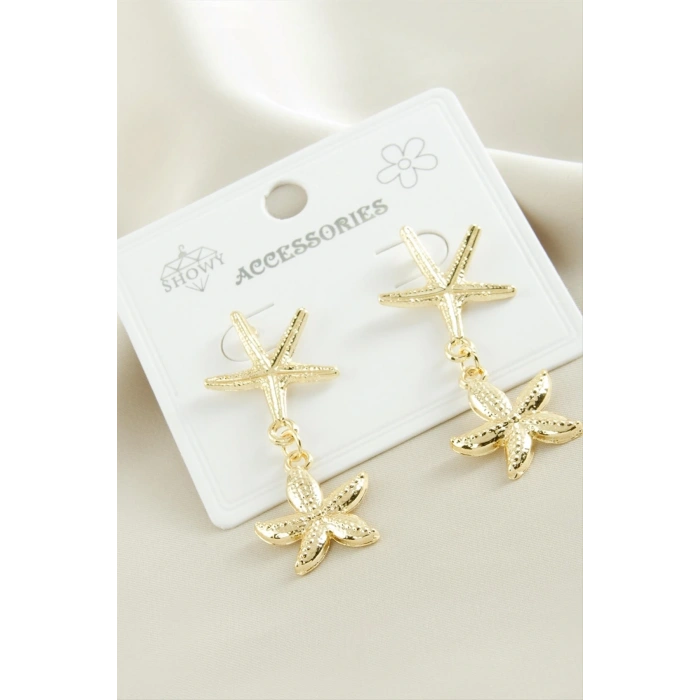 Deniz Yıldızı Çiçek Metal Küpe