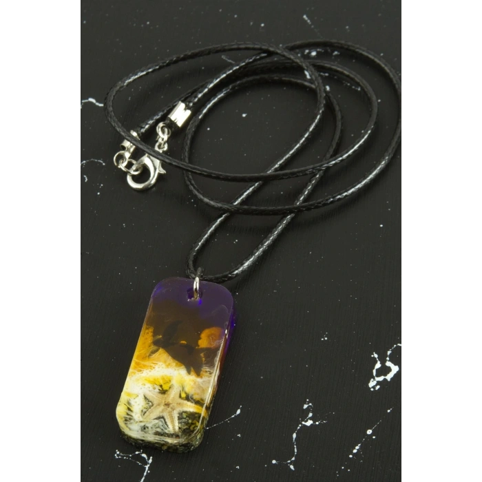 Deniz Yıldızı Dikdörtgen Epoksi Kolye