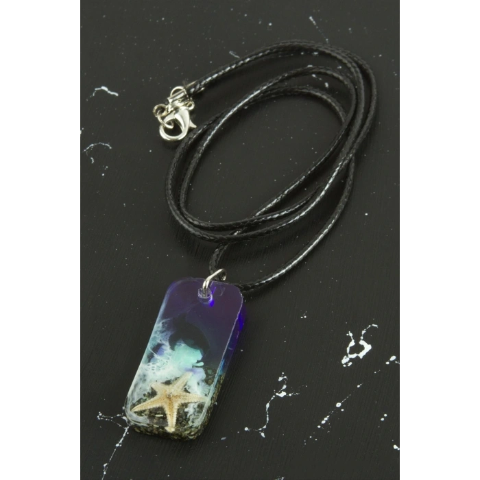 Deniz Yıldızı Dikdörtgen Epoksi Kolye