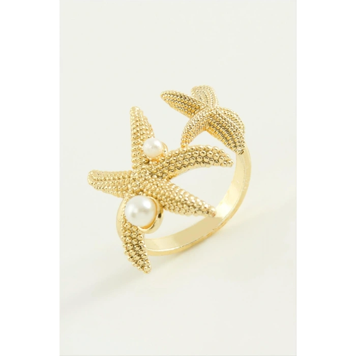 Deniz Yıldızı İnci Metal Yüzük