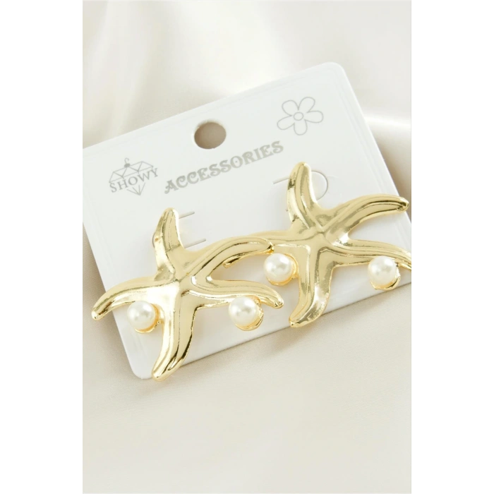 Deniz Yıldızı Metal İnci Küpe