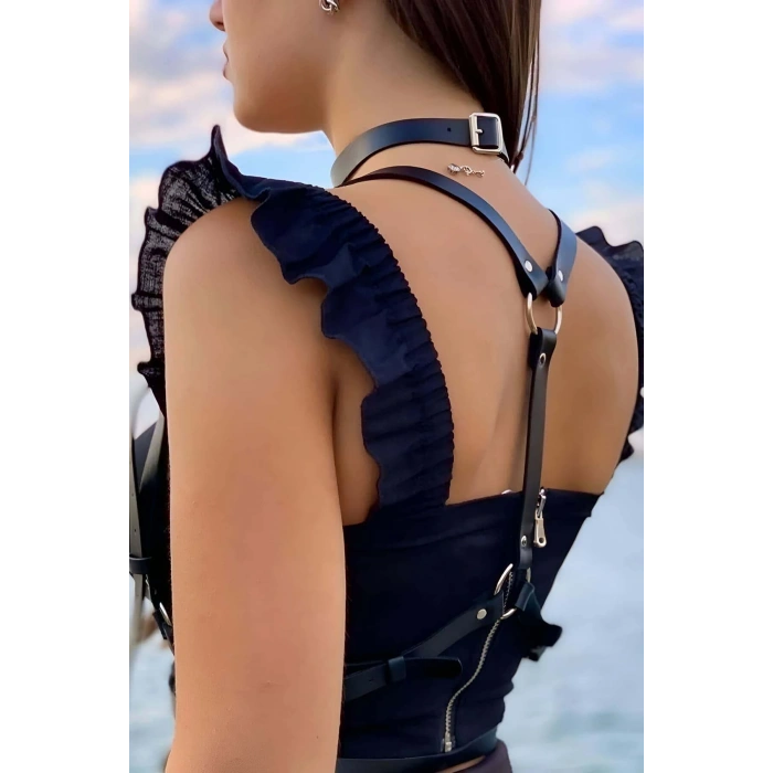 Deri Choker Ve Kemer Harness Takım - Brf632