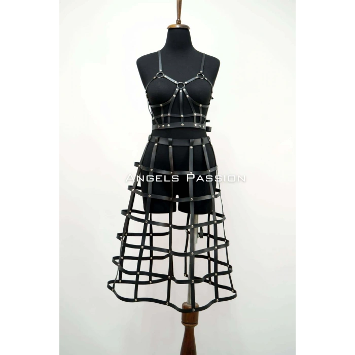 Deri Etek Ve Deri Göğüs Harness Takım, Cosplaywear - Brf1013