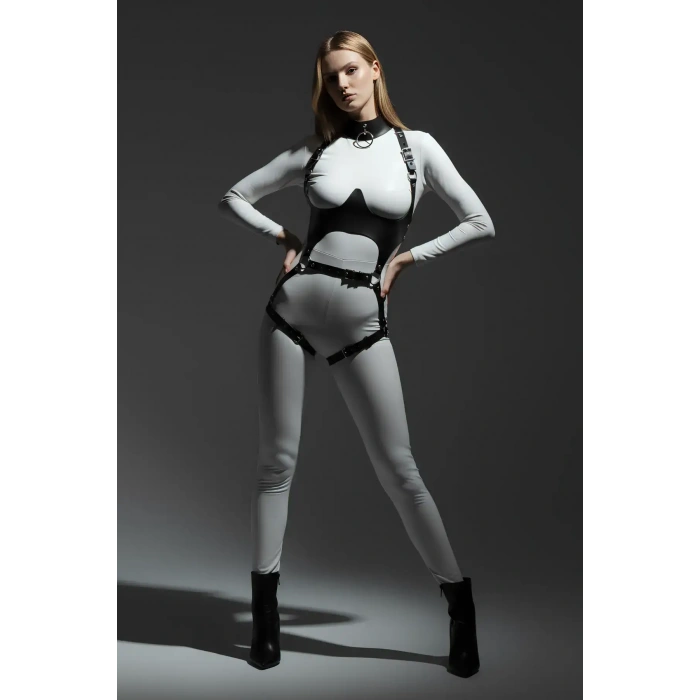 Deri Harness, Göğüs Altı Destekli Harness Takım, Deri Dansçı Kostüm - Brf1402