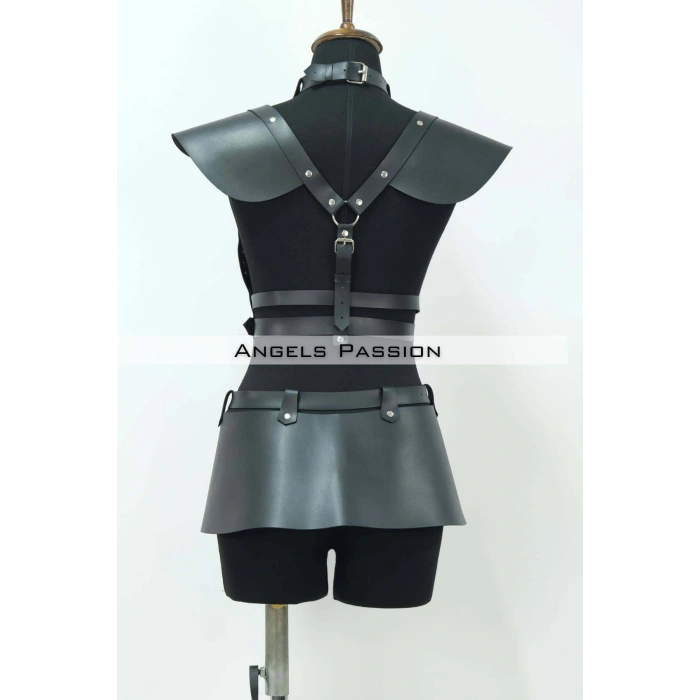 Deri Mini Elbise, Deri Harness Etek Ve Göğüs Takım - Brf1371