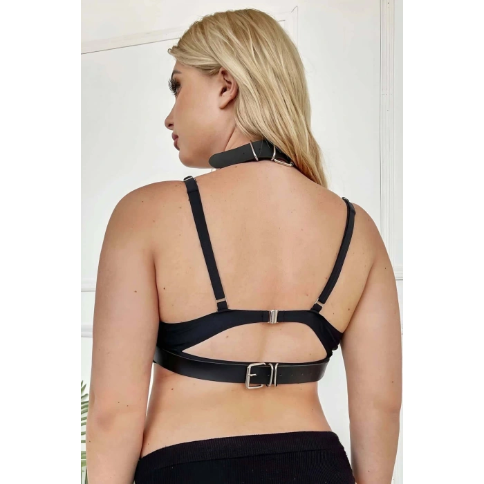 Deri Zincirli Göğüs Harness, Rave Party Aksesuar - Brf945