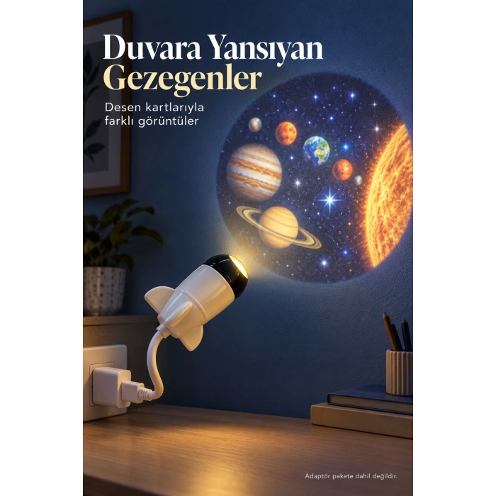 Desenli Projeksiyon Lambası Bilgisayar Usb Girişinden Kullanımlı