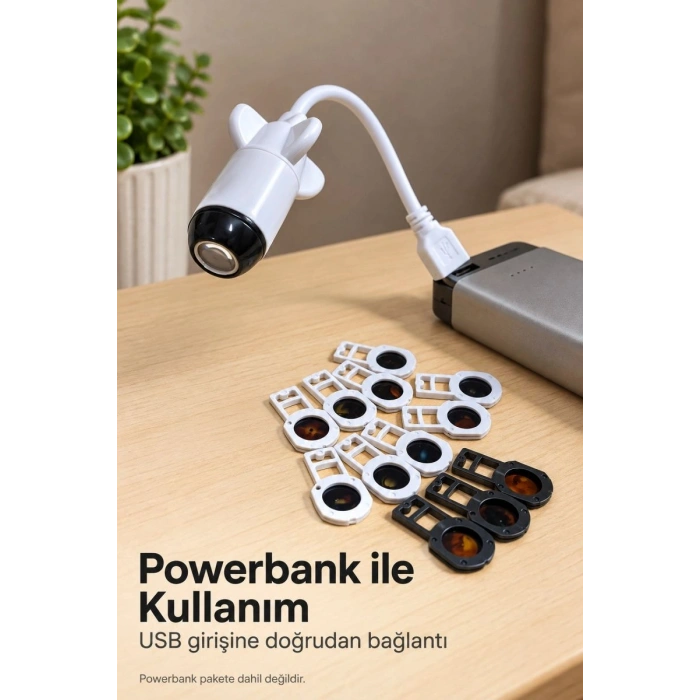 Desenli Projeksiyon Lambası Bilgisayar Usb Girişinden Kullanımlı