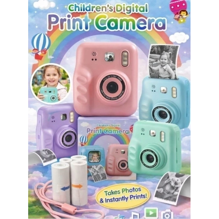 Dijital Fotoğraf Çıkaran Video Kaydedici Taşınabilir Anında Baskı Çıkaran Çocuk Kamerası Mor