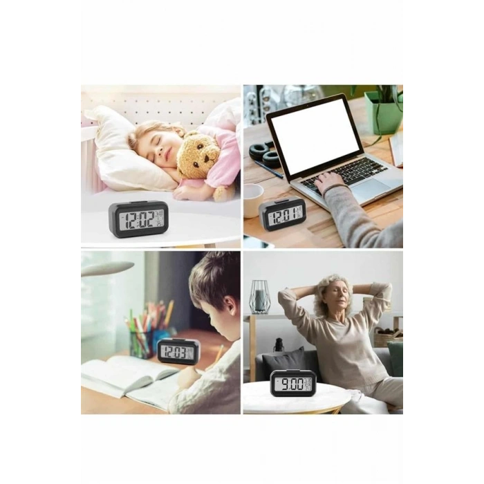 Dijital Işıklı Alarmlı Çalışma Masası Ekran Pilli Çalar Saat