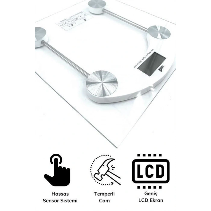 Dijital Kare Cam Baskül Darbelere Karşı Dayanıklı Terazi Yüksek Hassasiyetli Tartı Tf 1052