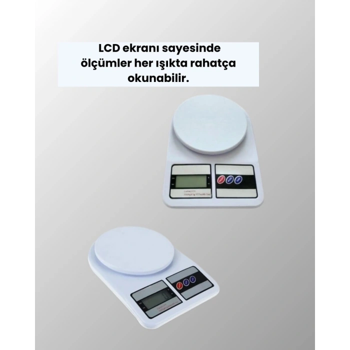 Dijital Mutfak Terazisi 10kg Kapasiteli 1g Hassasiyetli