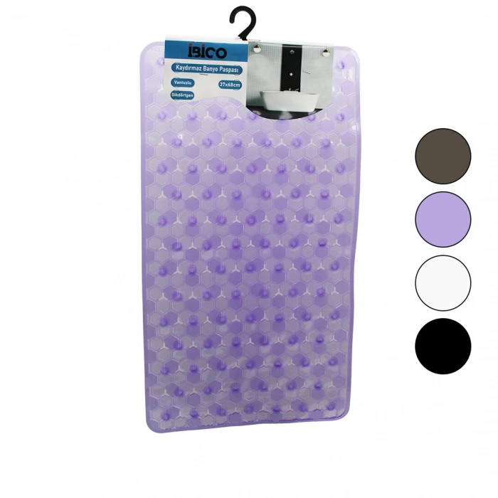 DİKDÖRTGEN - LÜX PVC PETEK DESEN - ŞEFFAF-BUZLU 98PCS VANTUZ KAYDIRMAZ BANYO - KÜVET PASPAS 37X68CM (4887)