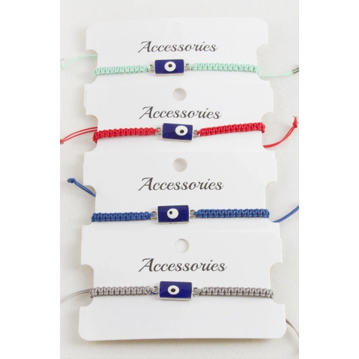 Dikdörtgen Nazar Makrome Örgülü Bileklik