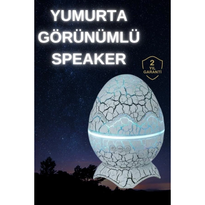 Dinozor Yumurtası Gece Masa Lambası Bluetooth Hoparlör 14 Renk Seçeneği