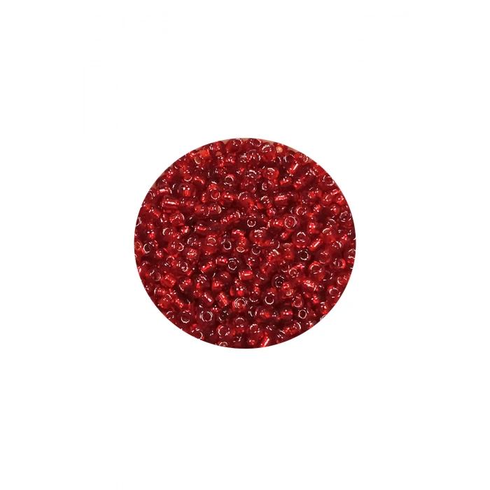 Dökme Cam Kum Boncuk (11/0) 2 mm - 20 Gram -  Şeffaf Koyu Kırmızı - BNC015