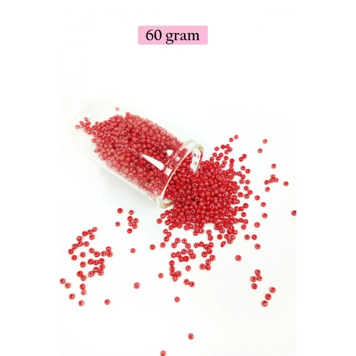 Dökme Cam Kum Boncuk (11/0) 2 mm - 60 Gram -  Kırmızı - BNC039