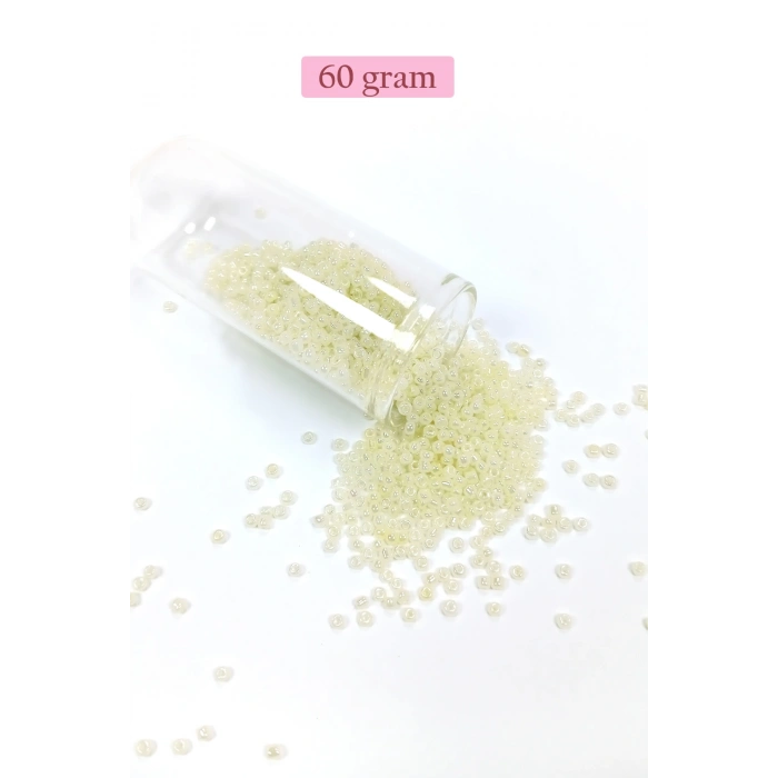 Dökme Cam Kum Boncuk (11/0) 2 mm - 60 Gram -  Krem - BNC047