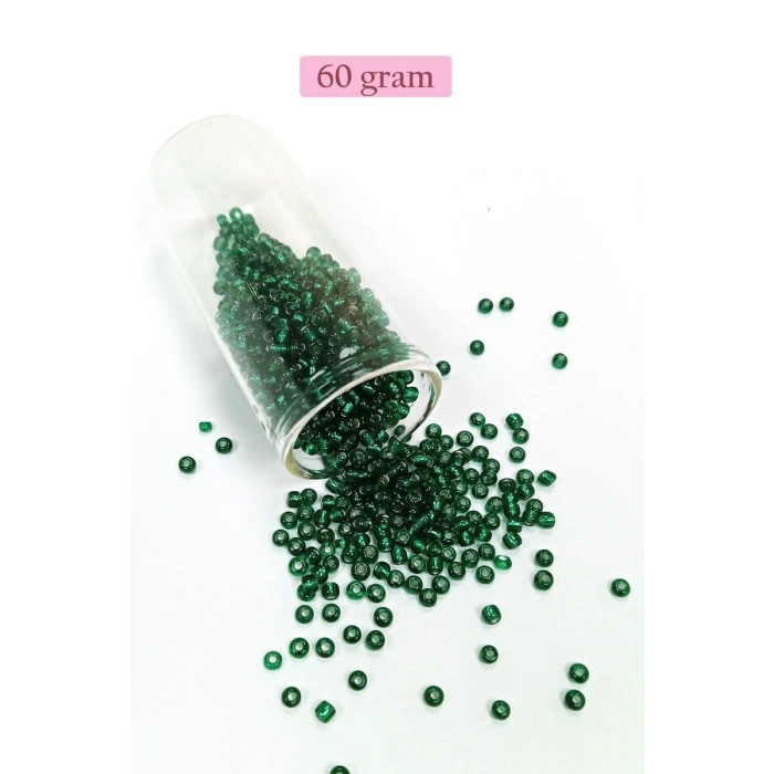 Dökme Cam Kum Boncuk (8/0) 3 mm - 60 Gram - Koyu Yeşil - BNC187