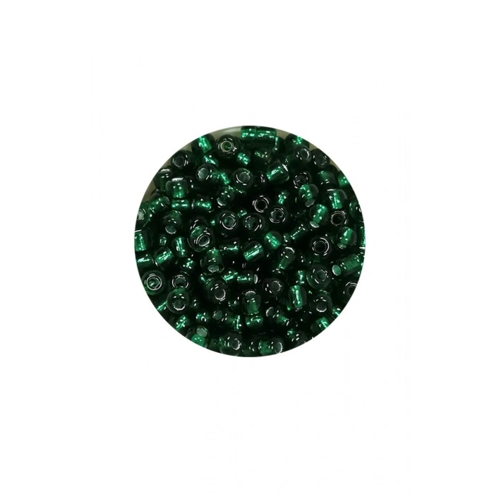 Dökme Cam Kum Boncuk (8/0) 3 mm - 60 Gram - Koyu Yeşil - BNC187
