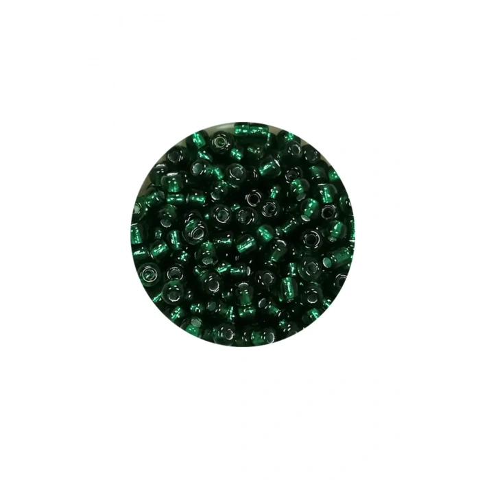 Dökme Cam Kum Boncuk (8/0) 3 mm - 60 Gram - Koyu Yeşil - BNC187