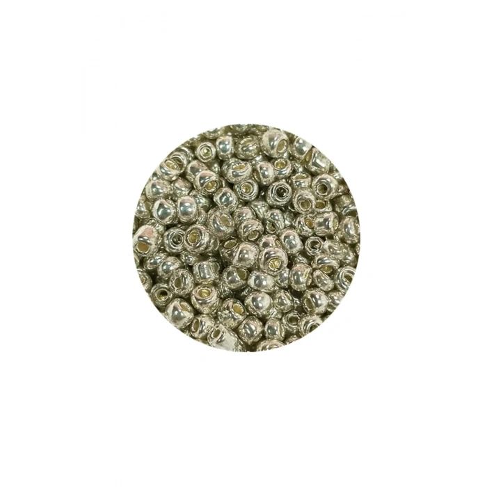 Dökme Cam Kum Boncuk (8/0) 3 mm - 60 Gram - Parlak Gümüş - BNC188