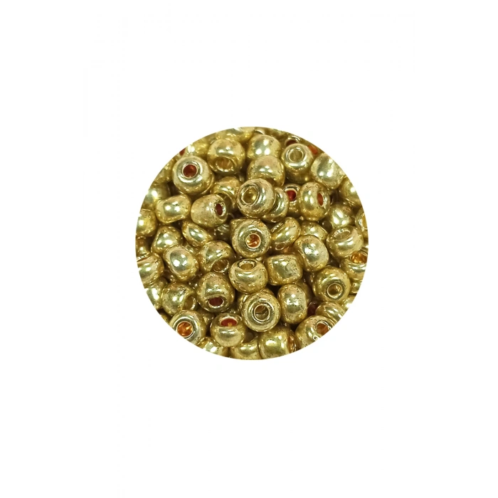 Dökme Cam Kum Boncuk Büyük Boy (6/0) 4 mm - 60 Gram - Altın - BNC129