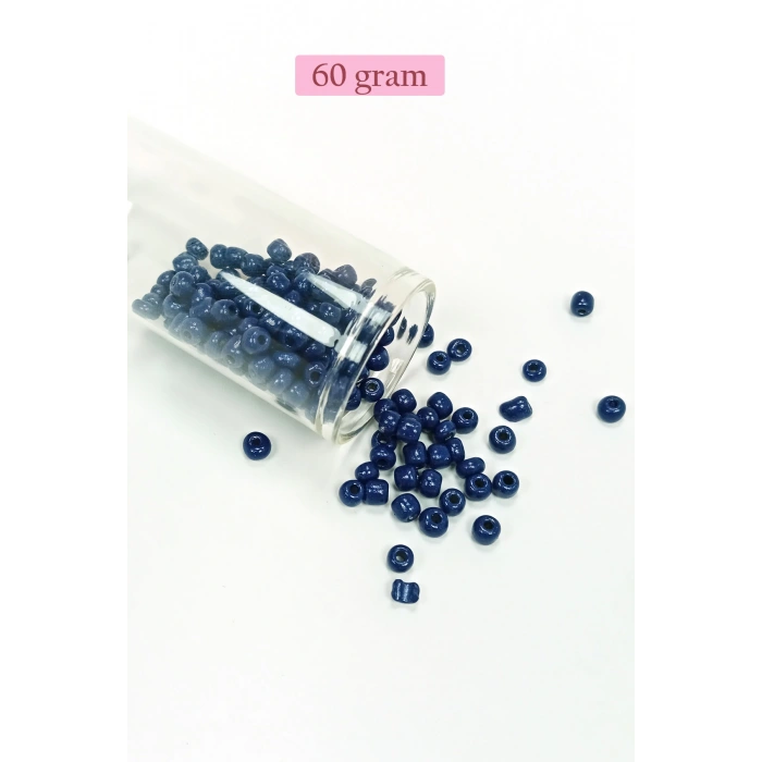 Dökme Cam Kum Boncuk Büyük Boy (6/0) 4 mm - 60 Gram - Lacivert - BNC134