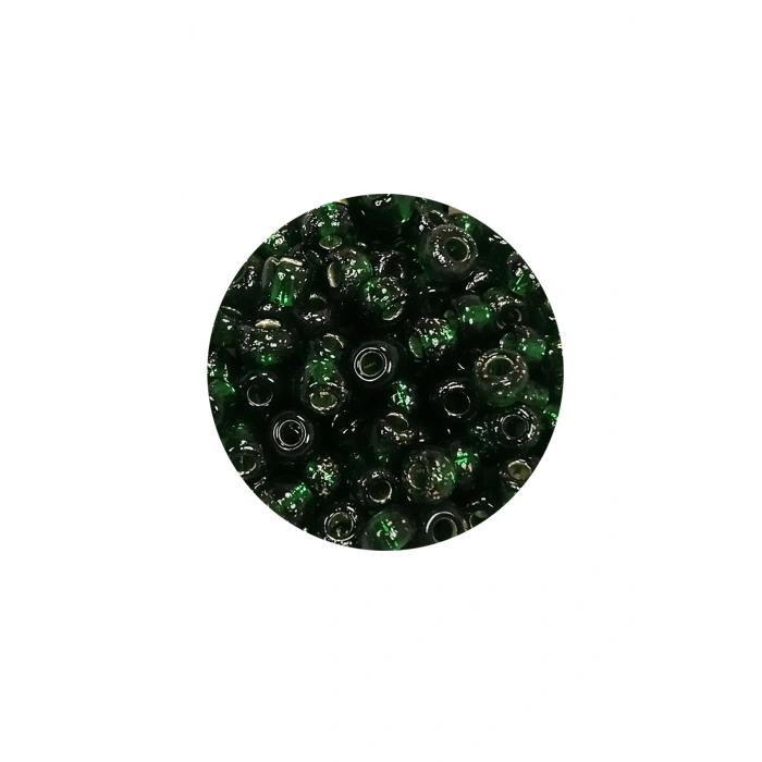 Dökme Cam Kum Boncuk Büyük Boy (6/0) 4 mm - 60 Gram - Şeffaf Koyu Yeşil - BNC136