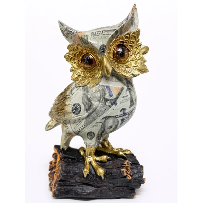 Dolar Baskılı Özel Tasarım Polyester Baykuş - 17x10 Cm