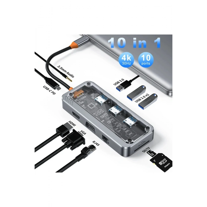 Dönüştürücü 10in1 Hub SW10V - Gri