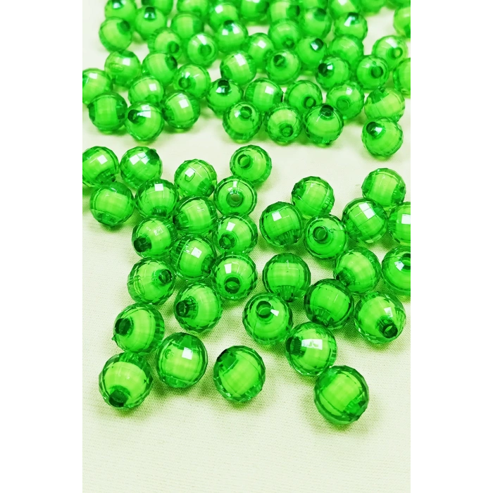 Dünya Boncuk İçten Boncuklu Bileklik Çanta Boncuğu 10 mm 50 gr Yeşil - BNC460