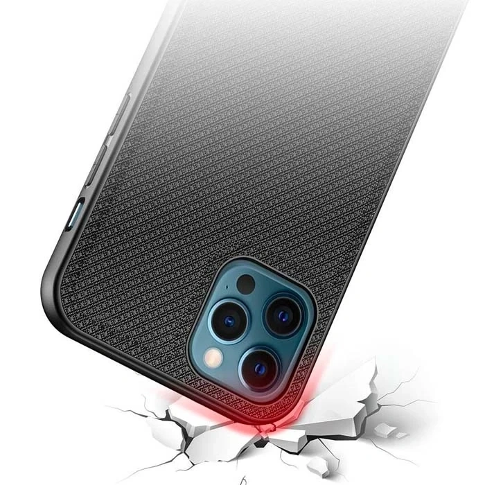 Dux Ducis Fino Serisi İphone 12 Pro Max Kılıf Premium Dokuma Silikon Kılıf