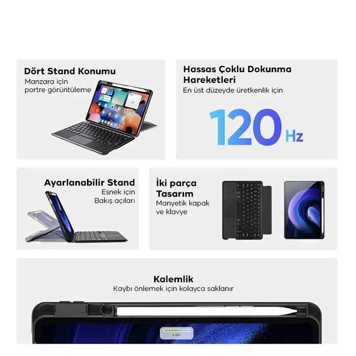 Dux Ducıs Galaxy Tab S8+ / S7+ / S7 Fe İçin Ayrılabilir Bluetooth Klavye Touchpad Pu Deri Kılıf-(5775)