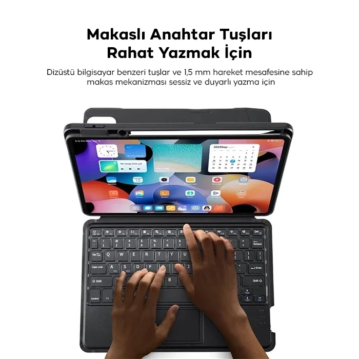 Dux Ducıs Galaxy Tab S8+ / S7+ / S7 Fe İçin Ayrılabilir Bluetooth Klavye Touchpad Pu Deri Kılıf-(5775)