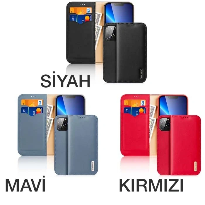 Dux Ducis İphone 13 Pro Kılıf Mıknatıslı Cüzdanlı Deri Kılıf Hivo Series