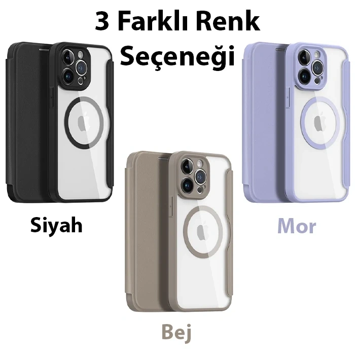 Dux Ducis İphone 14 Pro 6.1 Kılıf Skin X Pro Series Magsafe Kapaklı Kılıf Folio Case