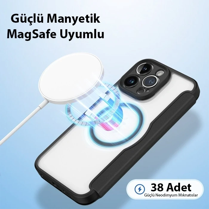 Dux Ducis İphone 14 Pro 6.1 Kılıf Skin X Pro Series Magsafe Kapaklı Kılıf Folio Case