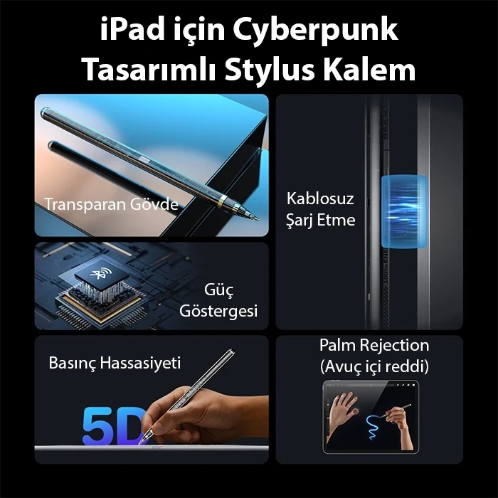 Dux Ducis Sp-04 Manyetik Şarjlı Stylus Pen İpad Tablet Dokunmatik Kalem Transparent