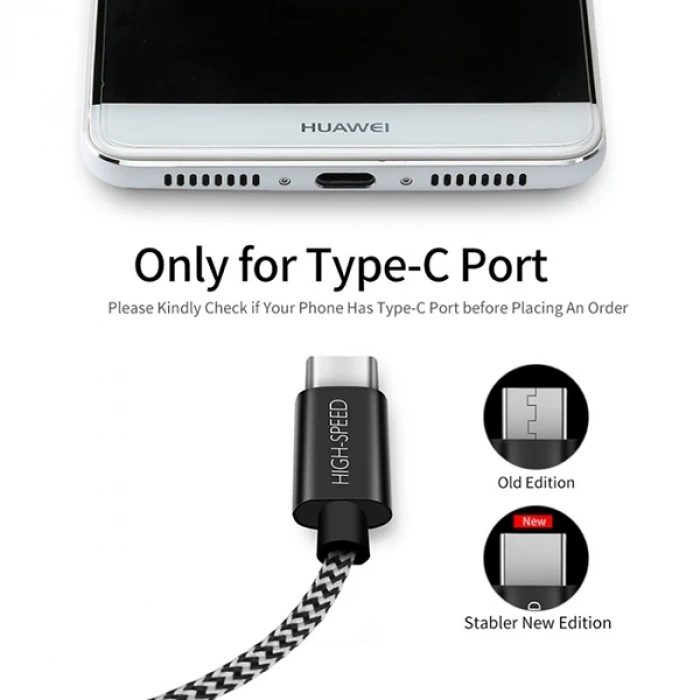 Dux Ducıs Usb Type C Kopmaz Yırtılmaz Usb Kablo Hızlı Şarj 1 Metre