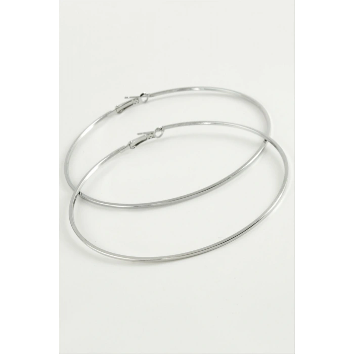 Düz İnce Boru Metal Halka Küpe 8-9-10 cm