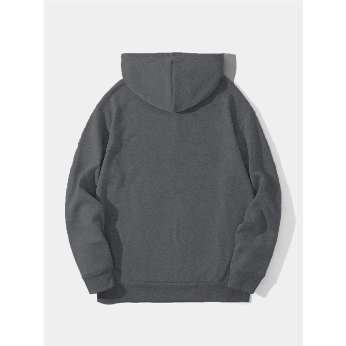 Düz Kapüşonlu Sweat - Füme