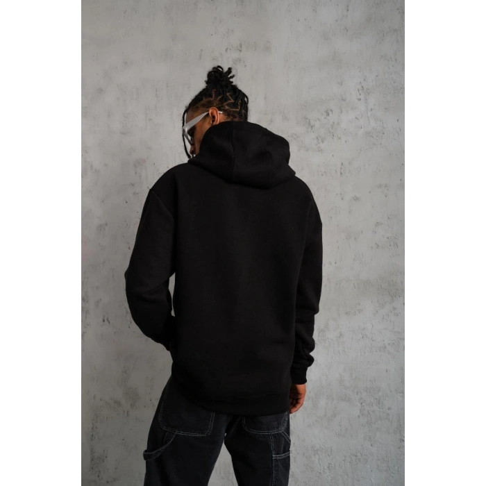 Düz Kapüşonlu Sweat - Siyah -