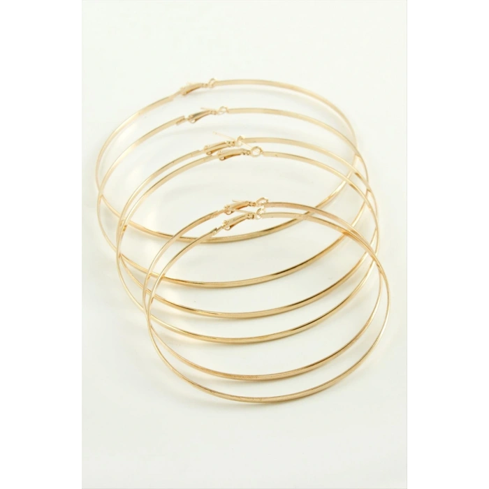 Düz Metal Halka Küpe 6 Adet