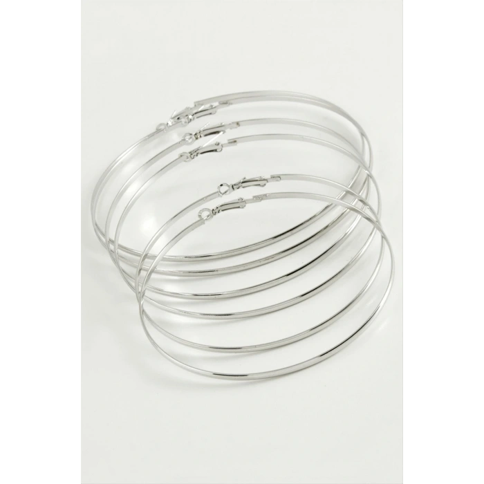 Düz Metal Halka Küpe 6 Adet