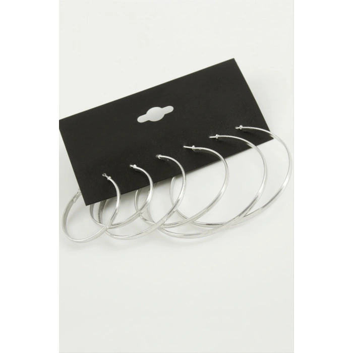 Düz Metal Halka Küpe 6 Adet