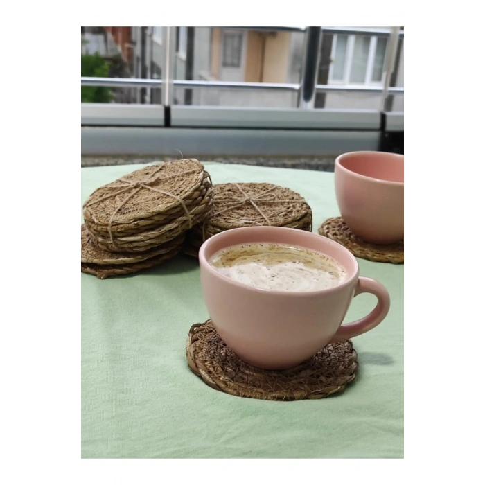 El Yapımı Hasır Bardak Altlığı Fincan Çay Kupa Altlığı Hasır Bardak Altlığı 6 Adet -BLSSGS10