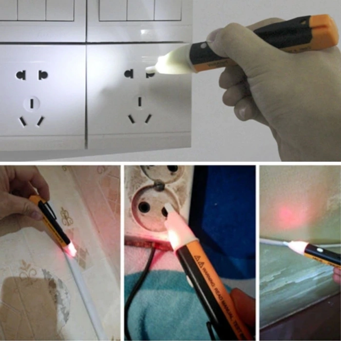 Elektrik Kaçak Dijital Kontrol Kalemi Cihazı -Dedektörlü Temassız Işıklı Kablo Voltaj Test (4887)