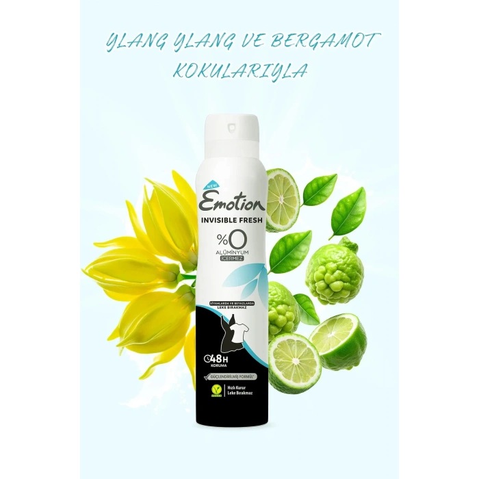 Emotion Invisible Fresh Black & White Kadın Deodorant 150ml Vegan, Leke Bırakmaz